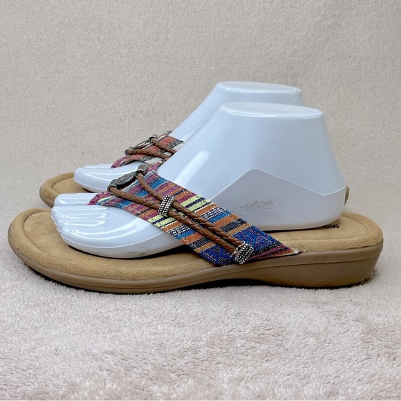 Minnetonka Striped Medallion Flip Flops Sandals-Women’s 11-Multicolor Pink/Tan - Picture 7 of 12